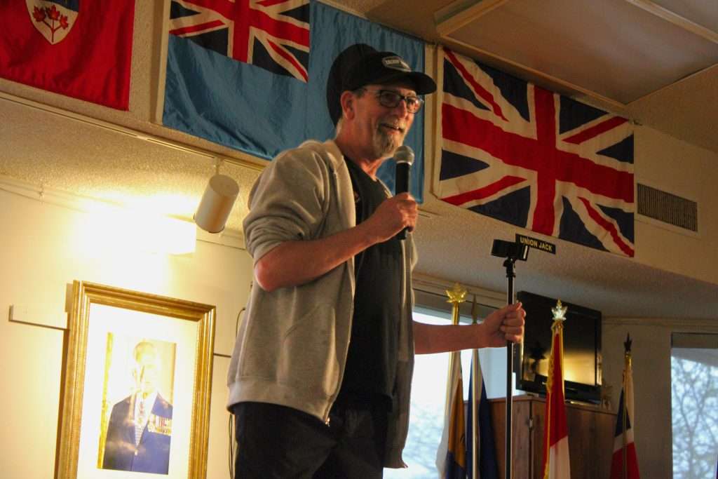 Dickie Lakeshore performing stand-up at a Niagara legion hall